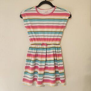Gymboree Girls M 7/8 Short Sleeve Colorful Striped Cotton Dress